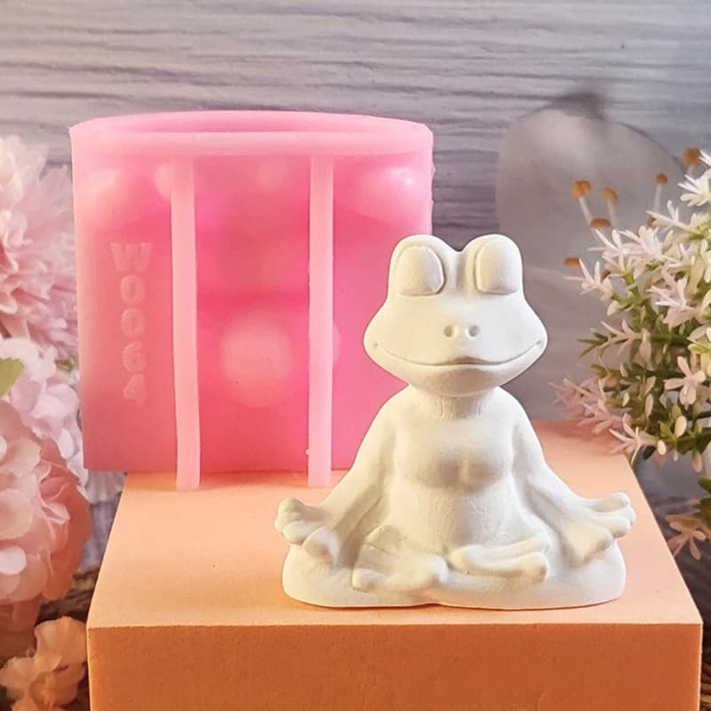 1 pezzo, candela profumata a forma di rana yoga stampo in silicone ornamento in gesso fai da te diffusore pietra decorazione creativa manuale
