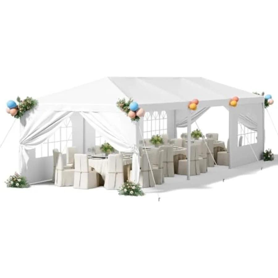 Gazebo per feste da esterno impermeabile 3x9m con pareti laterali rimovibili per matrimoni, barbecue, campeggio, giardino, adatto a 40 persone