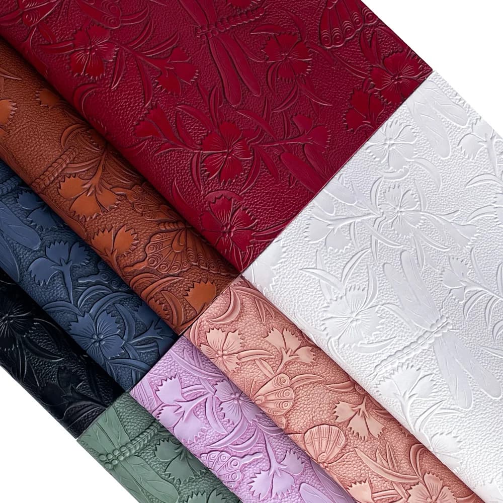 8 fogli di pelle da uomo floreale con insetti in rilievo 3D 8,2x11,8 pollici per orecchini fai da te, portafogli, portachiavi, bracciali in pelle