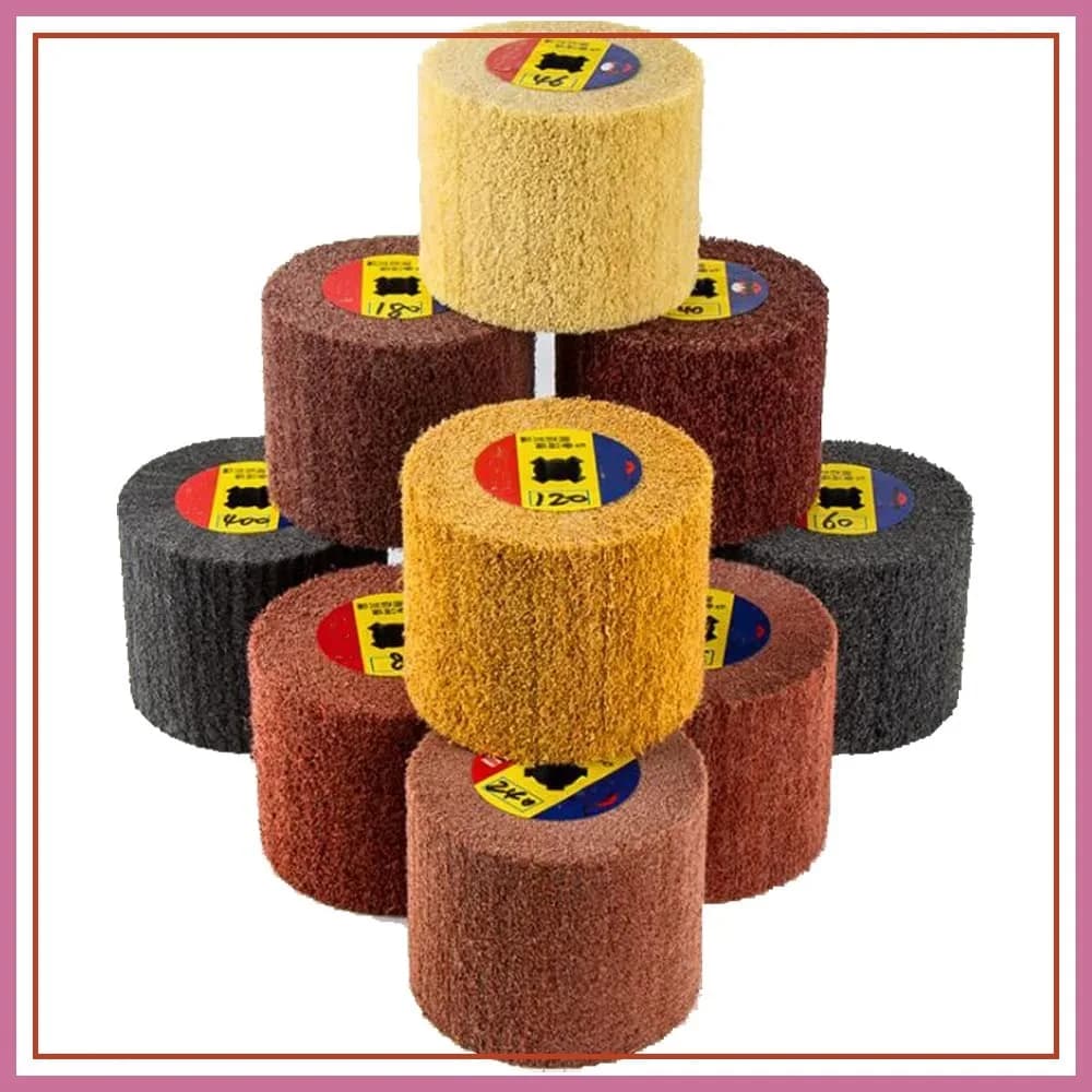 Set di 7 ruote abrasive per finitura, tamburo di finitura da 4,7" x 4", grana 60-600 per la condizionamento delle superfici metalliche