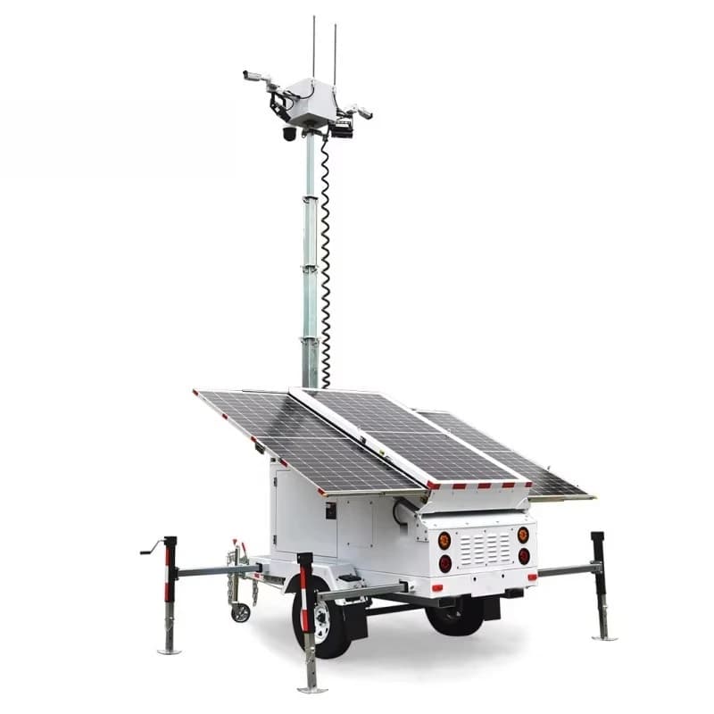 Telecamera Solare Mobile su Rimorchio HD CCTV Impermeabile Antiruggine con Generatore Automatico Solare 3*435W
