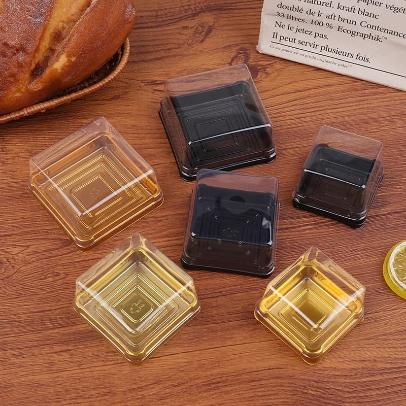 Confezione da 50 Pezzi di Scatole Trasparenti Quadrate in Plastica per Dessert, Croissant, Muffin e Mooncake - Contenitori per Alimenti da Forno