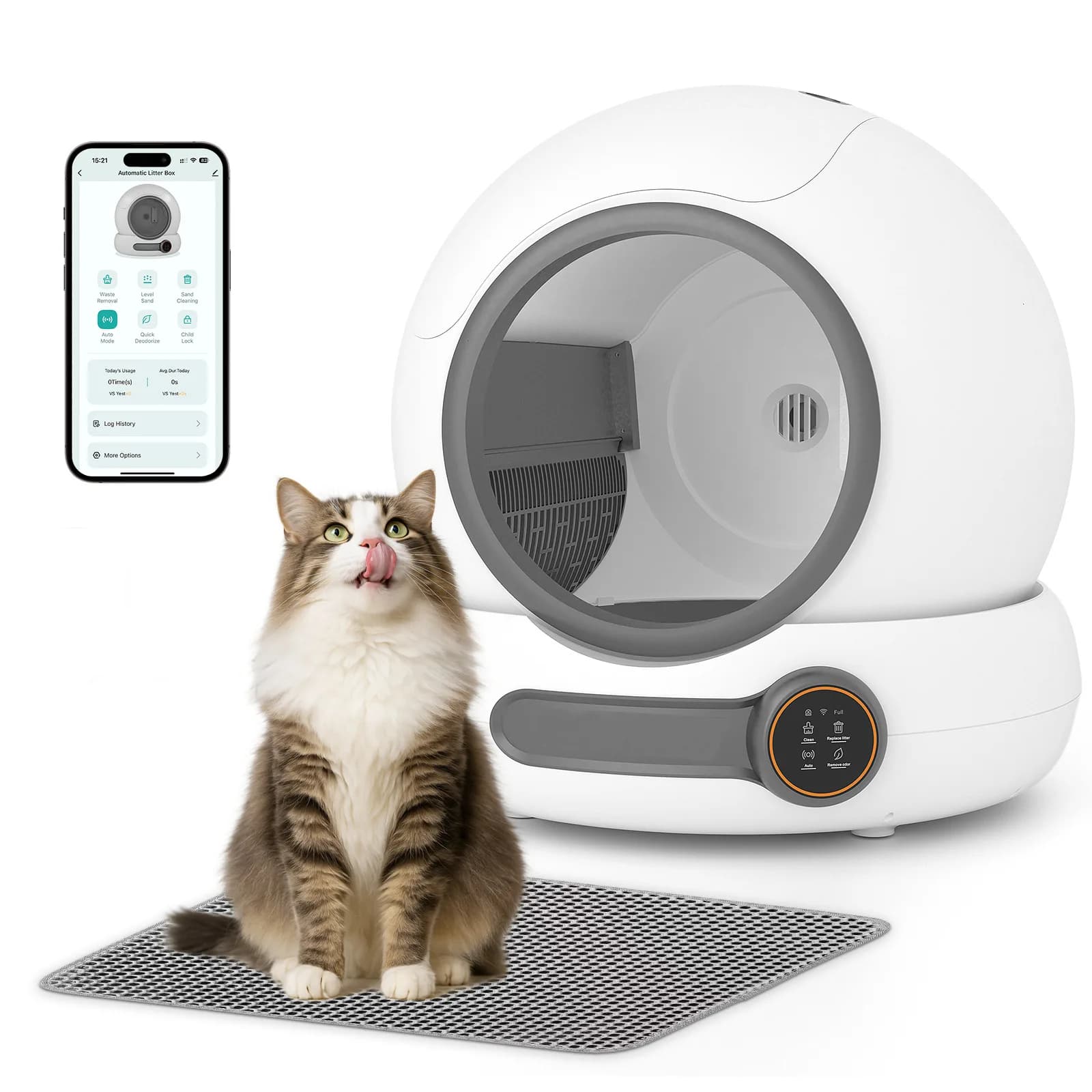 Fully Enclosed Smart Automatic Cat Litter Box, Dual Odor Elimination Cat Toilet