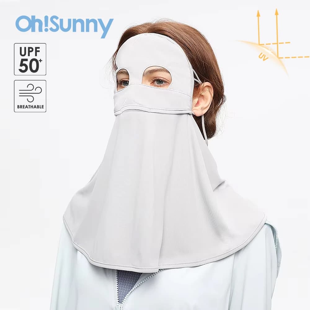 OhSunny Solar Protective Scarf for Women Anti-UV UPF50+ Face Neck Cover Integrated Face Cover 2024 Summer Breathable Mask