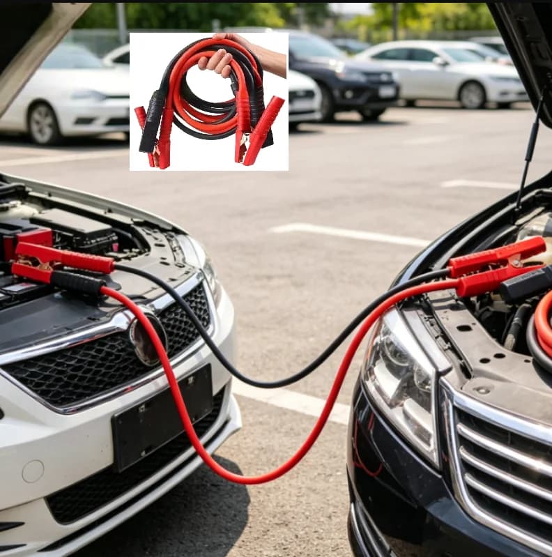 4-meter Automotive Battery Booster Cord, Premium Copper Connecting Wire, Gauge Jump Cable, Solid Car Emergency Jump Starter Tool