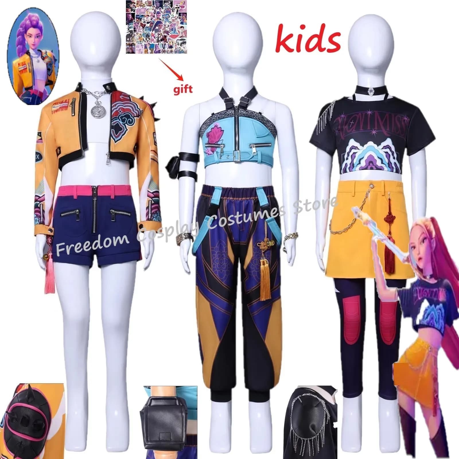2025 K-Pop Costume cosplay per ragazze Rumi Zoey Mira 【100-150 cm】 Gruppo per bambini Idol Abiti per giochi di ruolo Vestito da festa di carnevale di Halloween