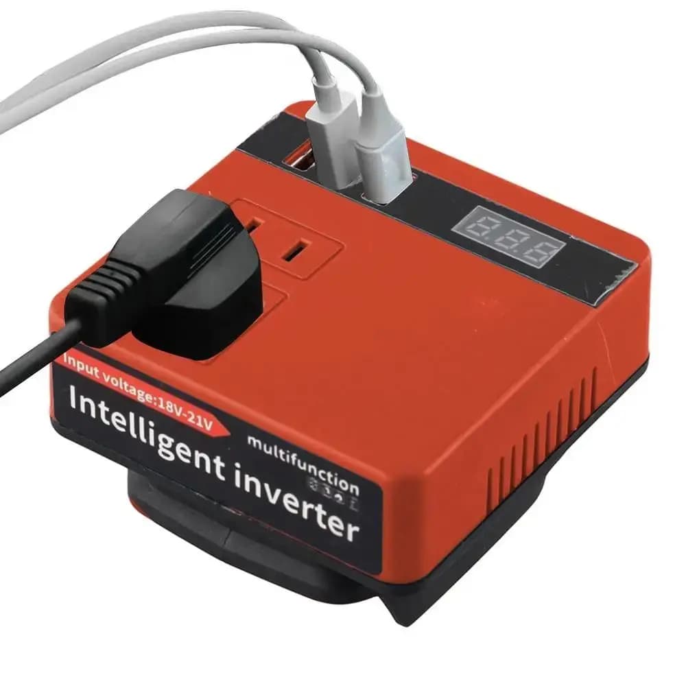 1Pcs 18V 20V To 220V Battery Inverter Dual Plug 120W Smart Transformer Household Multifunctional Outdoor Work Inverter