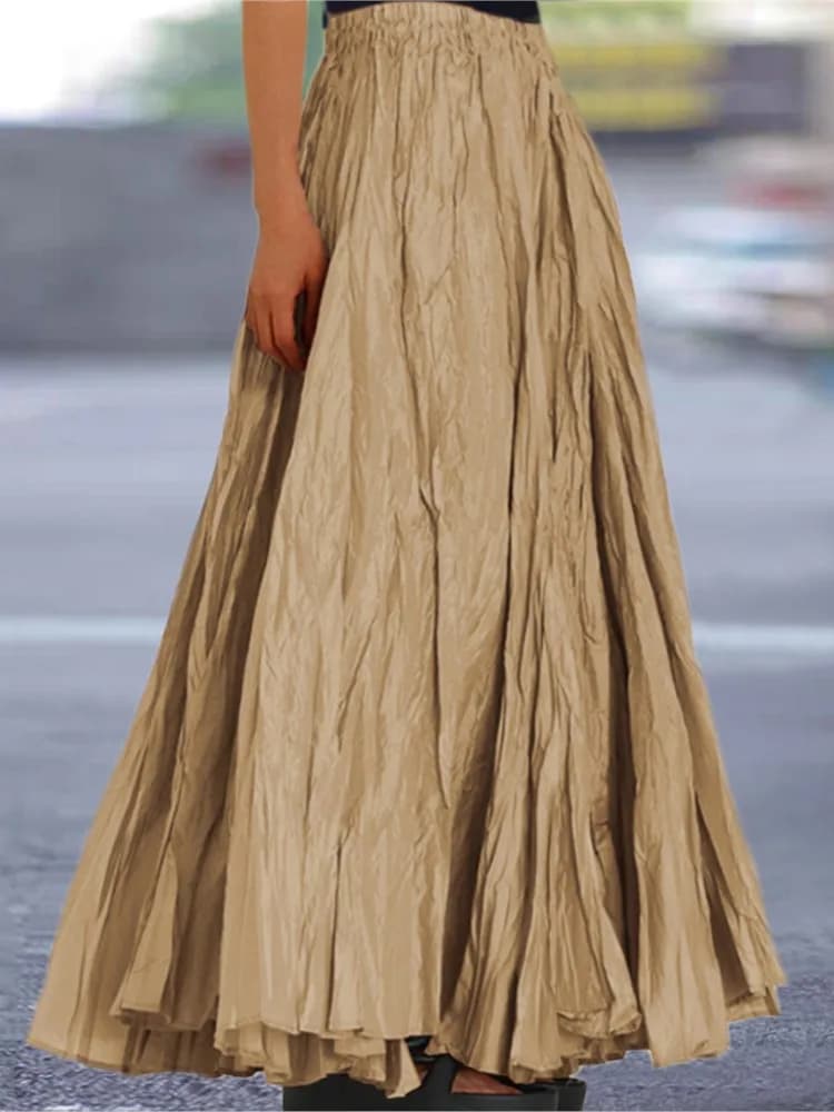 2024 primavera estate nuove gonne di colore solido moda donna stile semplice pieghe gonna a trapezio allentata abbigliamento femminile alla moda Streetwear
