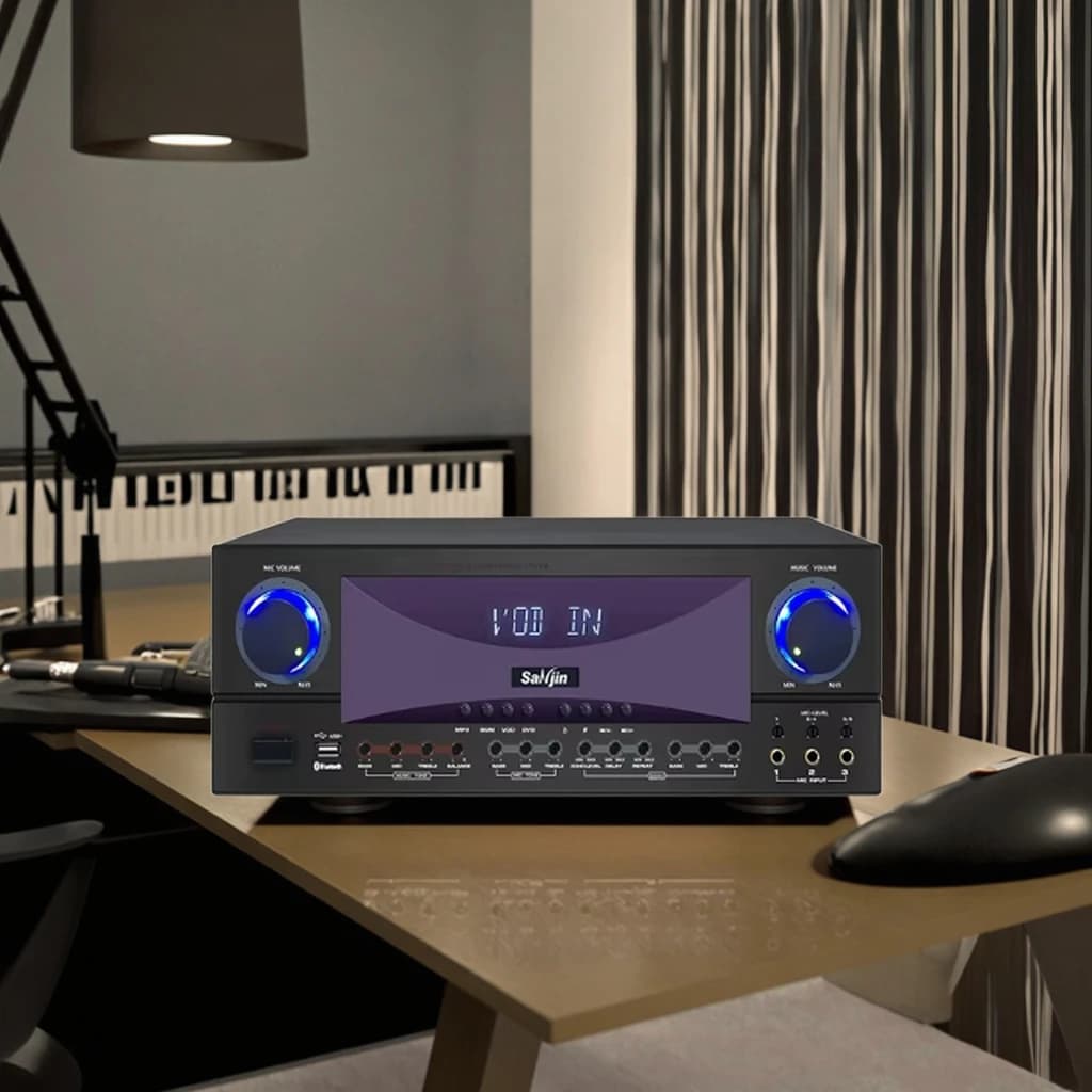 Amplificatore Karaoke ad Alta Potenza con Audio Surround 7.1, Centro KTV Domestico con Alimentazione Court Shadow, Materiale Metallico Durevole