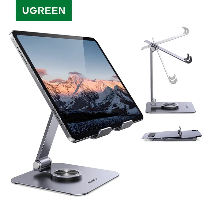 Supporto per tablet UGREEN per iPad Pro iPhone Supporto per tablet Xiaomi 360 ° Supporto per tablet con supporto per laptop con supporto girevole in alluminio per iPad