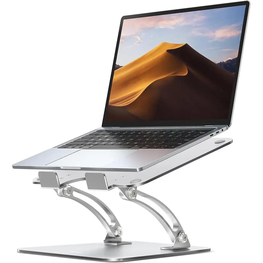 Ergonomic Adjustable Laptop Stand or Desk, Dual Foldable Computer Riser with Heat-Vent, Heavy-Duty Portable Notebook Holder, Pos