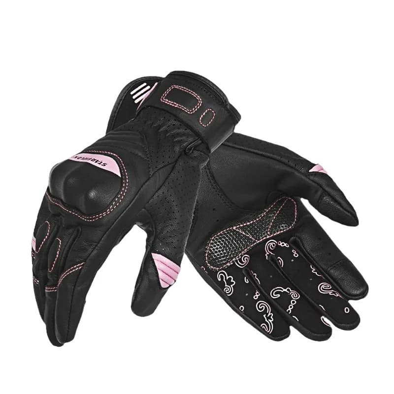 Guanti da Moto per Donne Starsky Knight, Protezione a Lento Rilascio per Tutte le Stagioni, in Pelle di Capra, Estivi, Traspiranti, Compatibili con Touchscreen