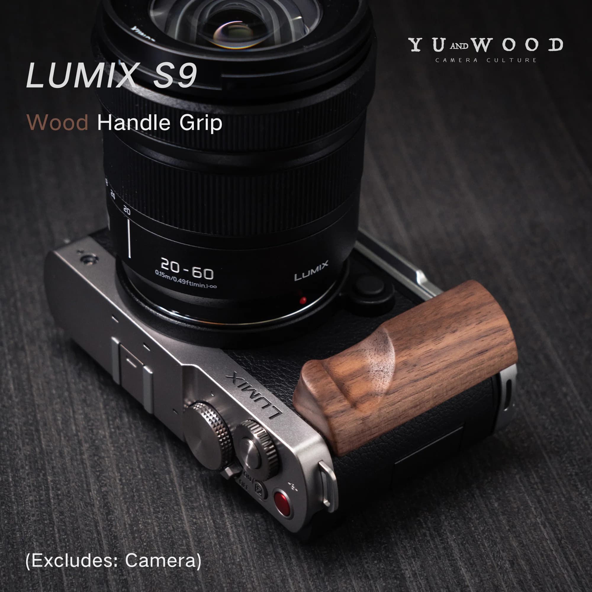 Wooden Hand Grip L Holder for Panasonic Lumix S9 Camera with Quick Release L Plate Bracket Holder Ultra Light with Alloy Base