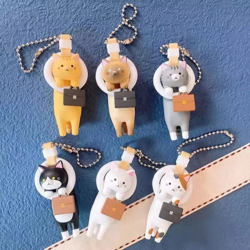 Portachiavi Anime Kawaii con Anello da Appendere, Borsa a Tracolla, Action Figure Gatto, Scatola a Sorpresa, Ciondolo per Zaino, Giocattoli a Capsula, Regalo Unico per Bambini
