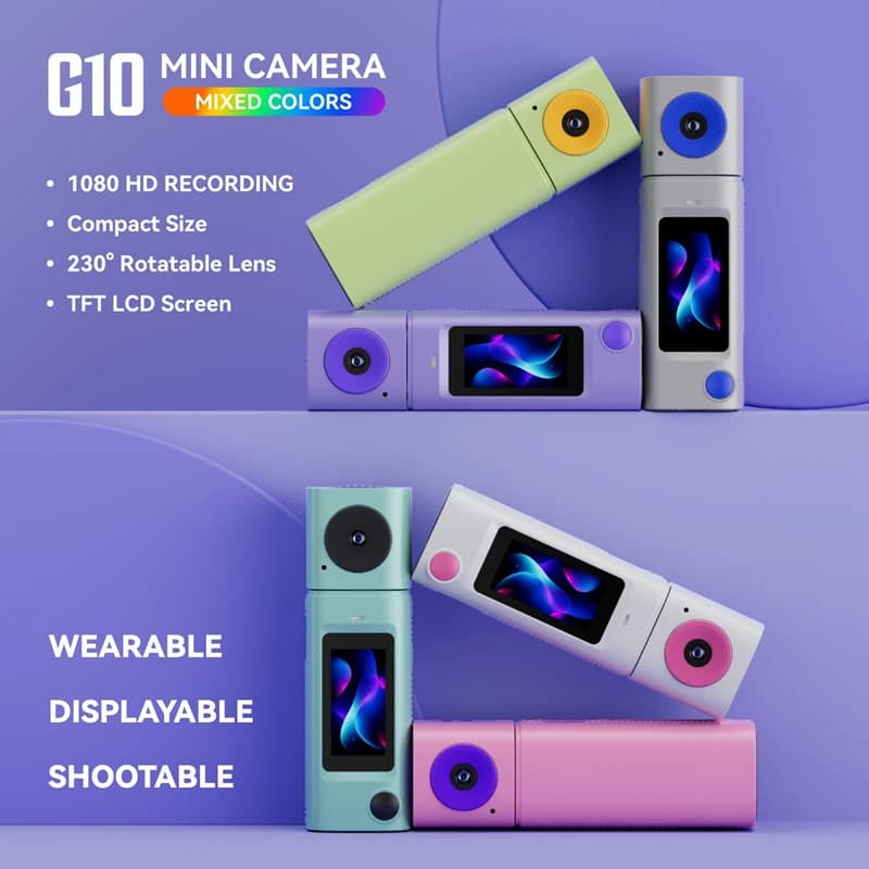 Mini Telecamera HD 1080p con Lente Rotante, Ideale per Studenti e Sport all'Aperto
