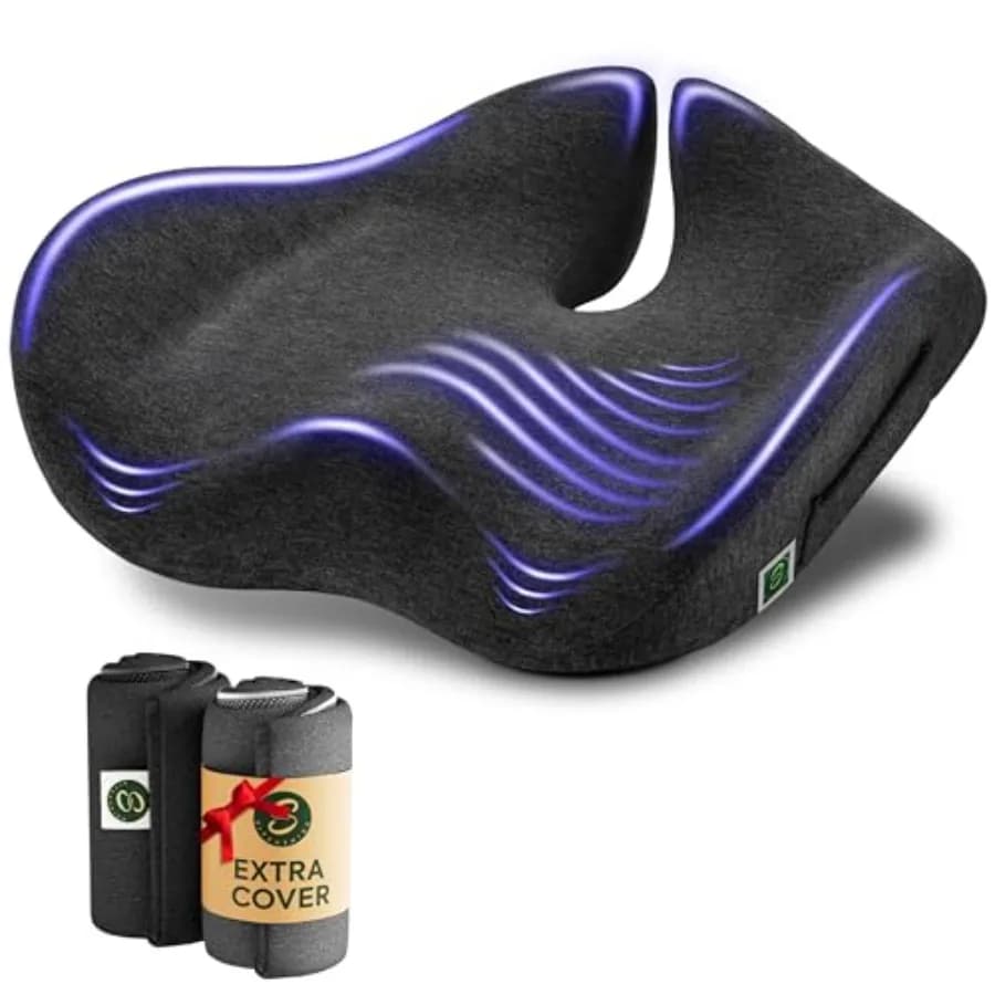 Cuscino Extra Large per Sedia da Ufficio per Alleviare il Dolore Sciatico, Cuscino in Memory Foam per Sedile Auto, Cuscino Ortopedico per Computer