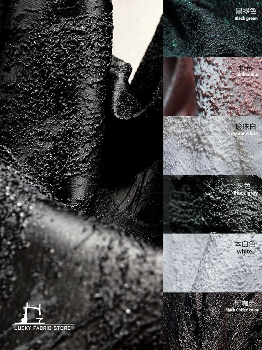 Tessuto con trama jacquard con motivo a grana tridimensionale irregolare astratto realizzato con tessuti per abbigliamento autunnale e invernale
