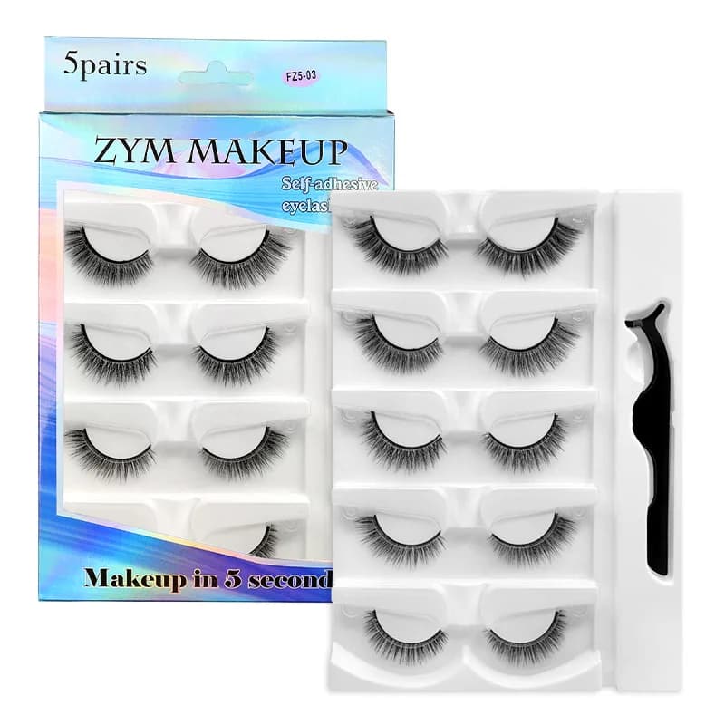 5 pairs of self-adhesive eyelashes without glue 3D fake natural eyelashes Application in one step Easy to remove Makeup eyes wholesale