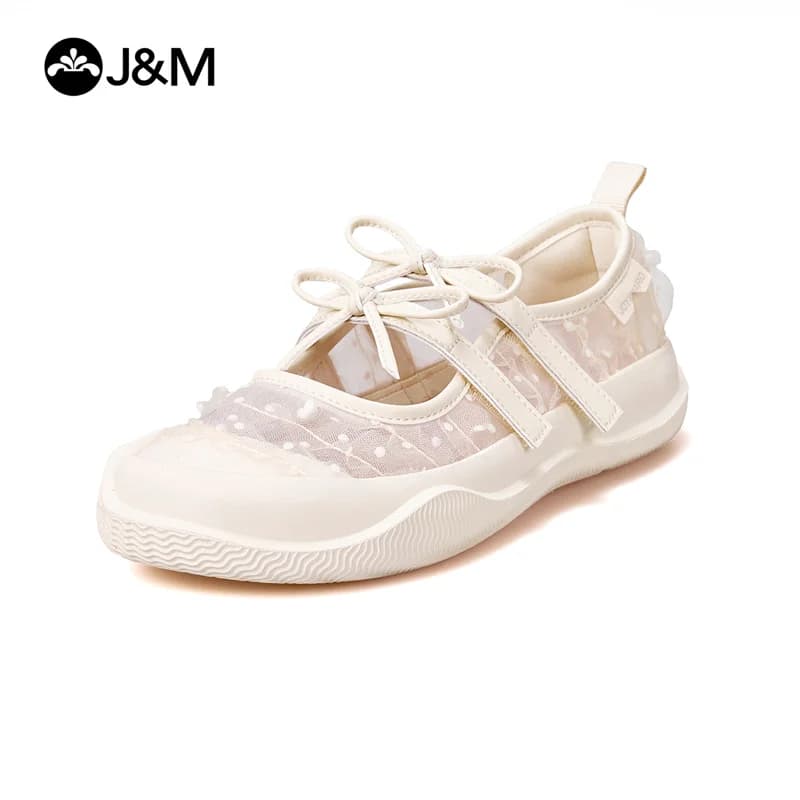 J&M Scarpe Mocassini da donna Moda Scarpe con plateau da 3 cm Scarpe estive in rete di pizzo Scarpe casual slip-on Sneaker bianca traspirante