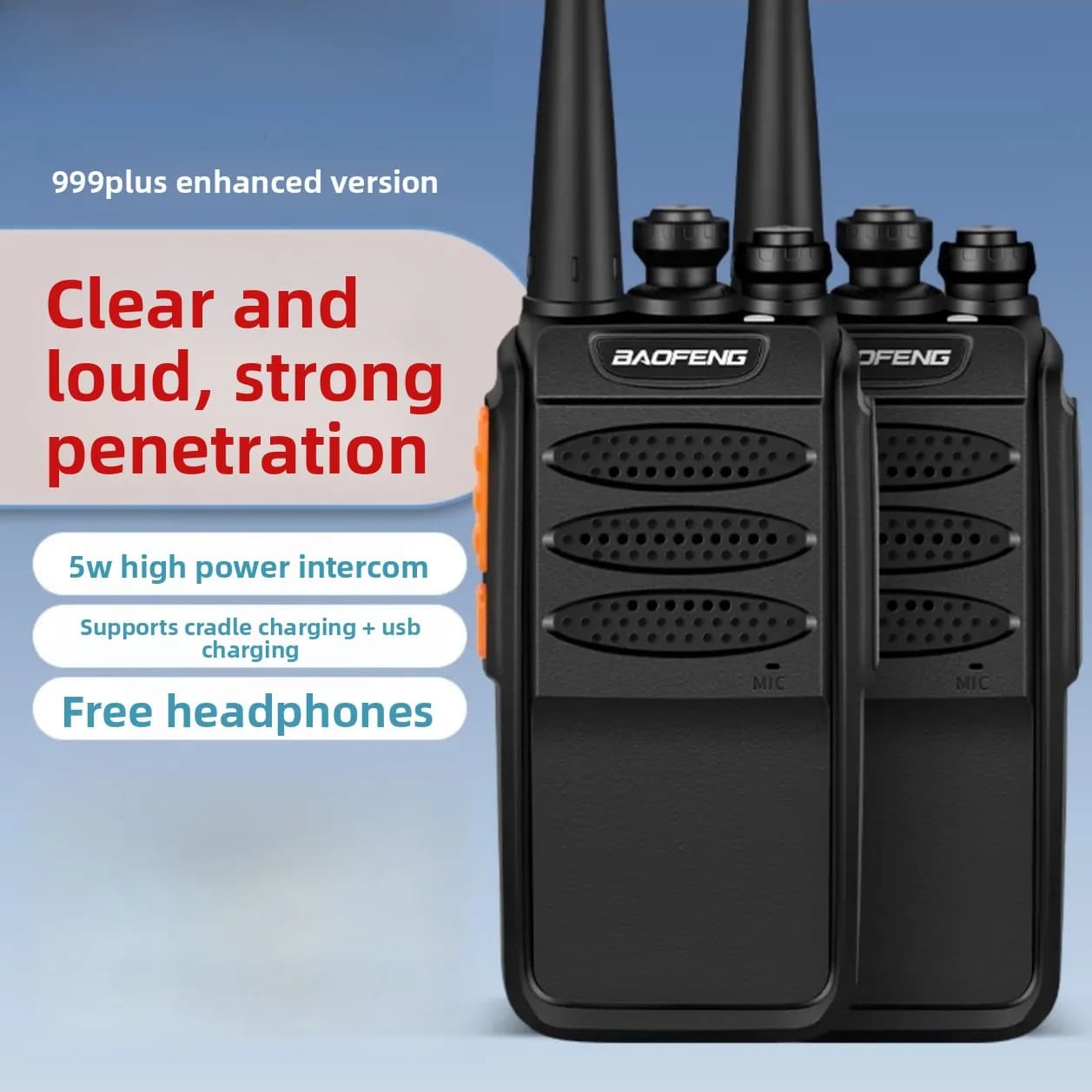 Baofeng 999Pplus Walkie Talkie a Lunga Portata ad Alta Potenza, Radio Portatile Commerciale e Civile