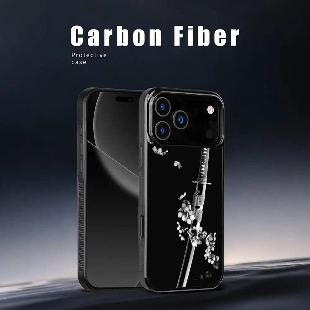 Giappone Samurai Spada Cool Cassa Del Telefono Per IPhone 17 16 15 14 13 12 11 Pro Max Mini Plus Specchio Duro Funda