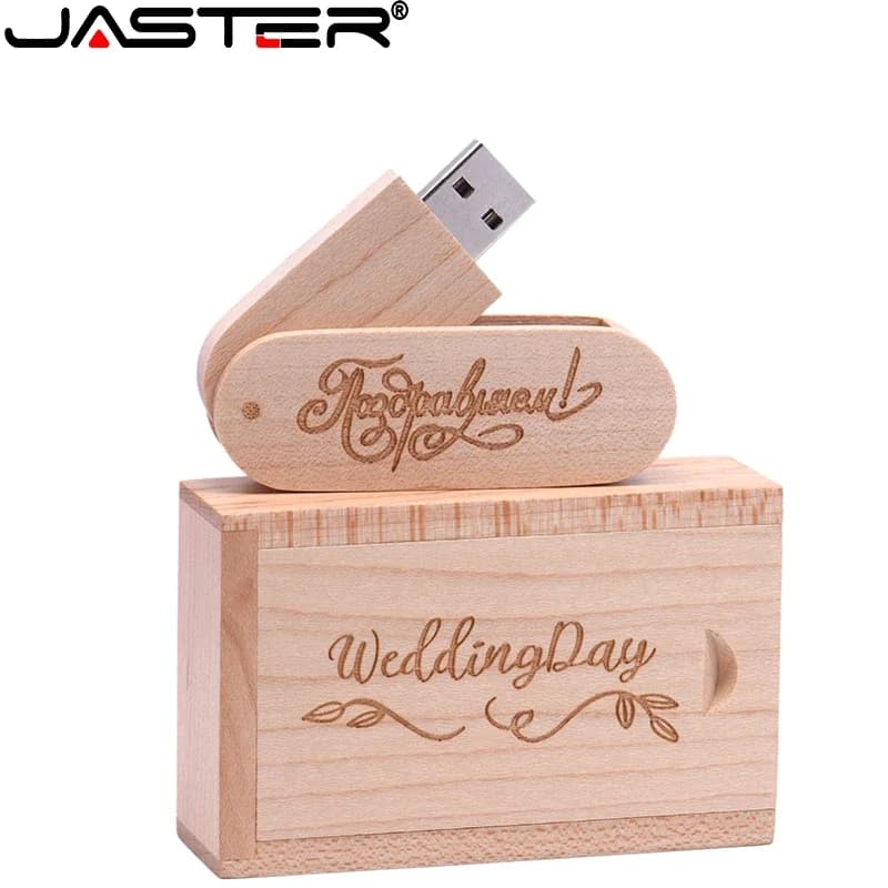 Chiavette USB 2.0 girevoli in legno JASTER Chiavetta USB ad alta velocità da 128 GB Logo personalizzato gratuito 64 GB 32 GB 16 GB 8 GB Memory Stick U disco