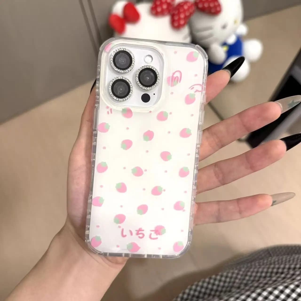 Korean Phone Case Ins full-screen Strawberry Rose for iPhone 17 16 15 14 13 12 11 Pro Max 14 15 16 17 Air Plus, sweet cover Y2K