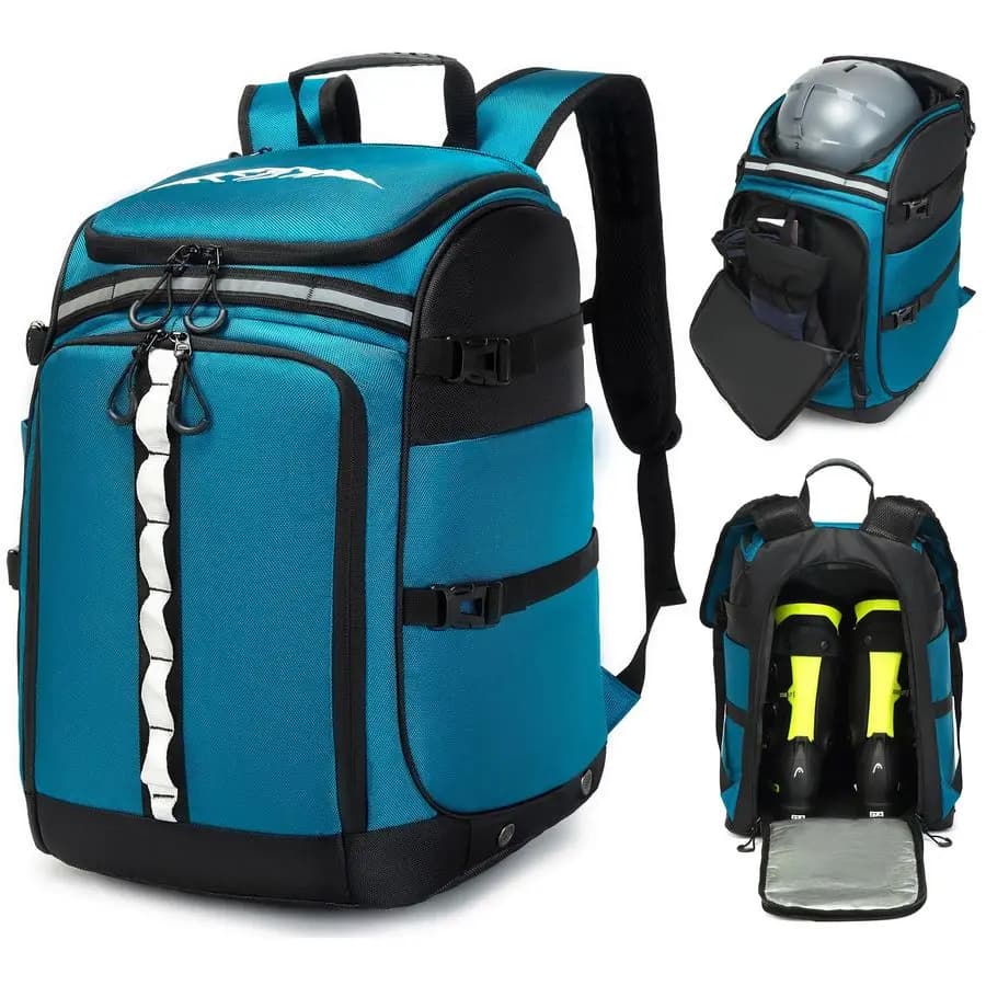 Borsa per Scarponi da Sci, Zaino da Viaggio 65L per Casco, Occhiali, Guanti, Sci, Snowboard e Accessori, Borsa da Sci Impermeabile