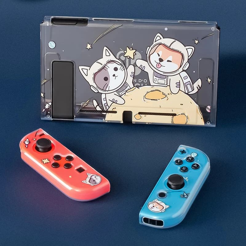 Custodia per interruttore NS Planet Cat Dog Shell Custodia morbida in TPU di cristallo per accessori Nintendo Switch Custodia per controller JoyCon NS