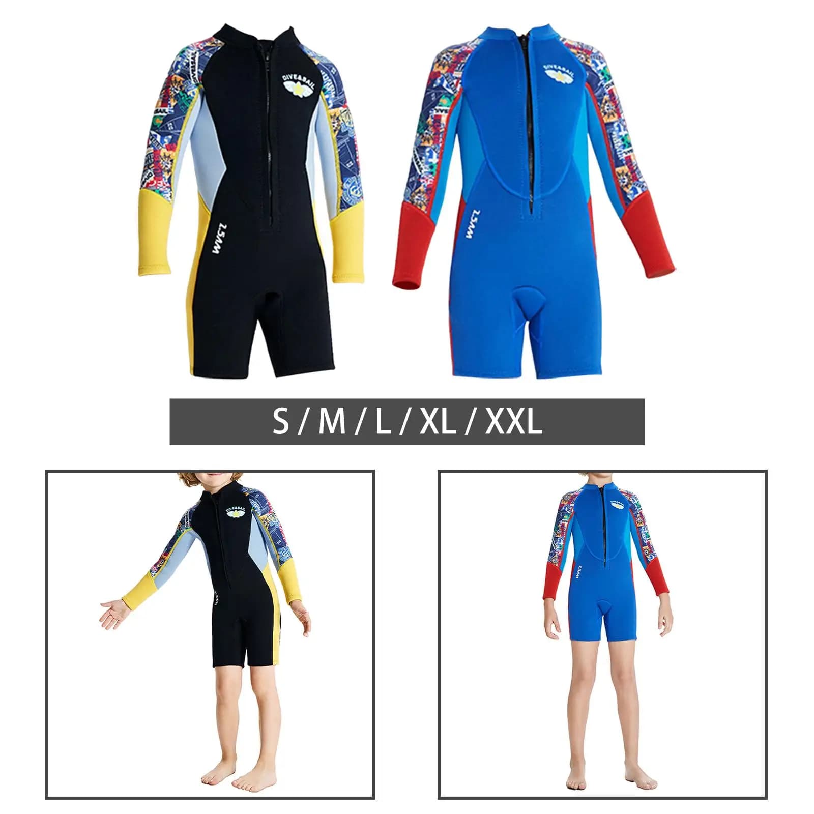 Muta in neoprene da 2,5 mm per bambini, per sport acquatici, immersioni, snorkeling, kayak