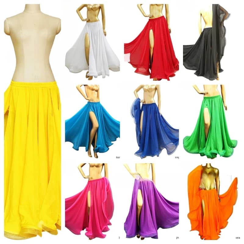 2025 New Bellydancing Skirts Women Sexy Oriental Belly Dance Long Skirt 2-Sides Slit Girls Costume Performance Or Training Dress