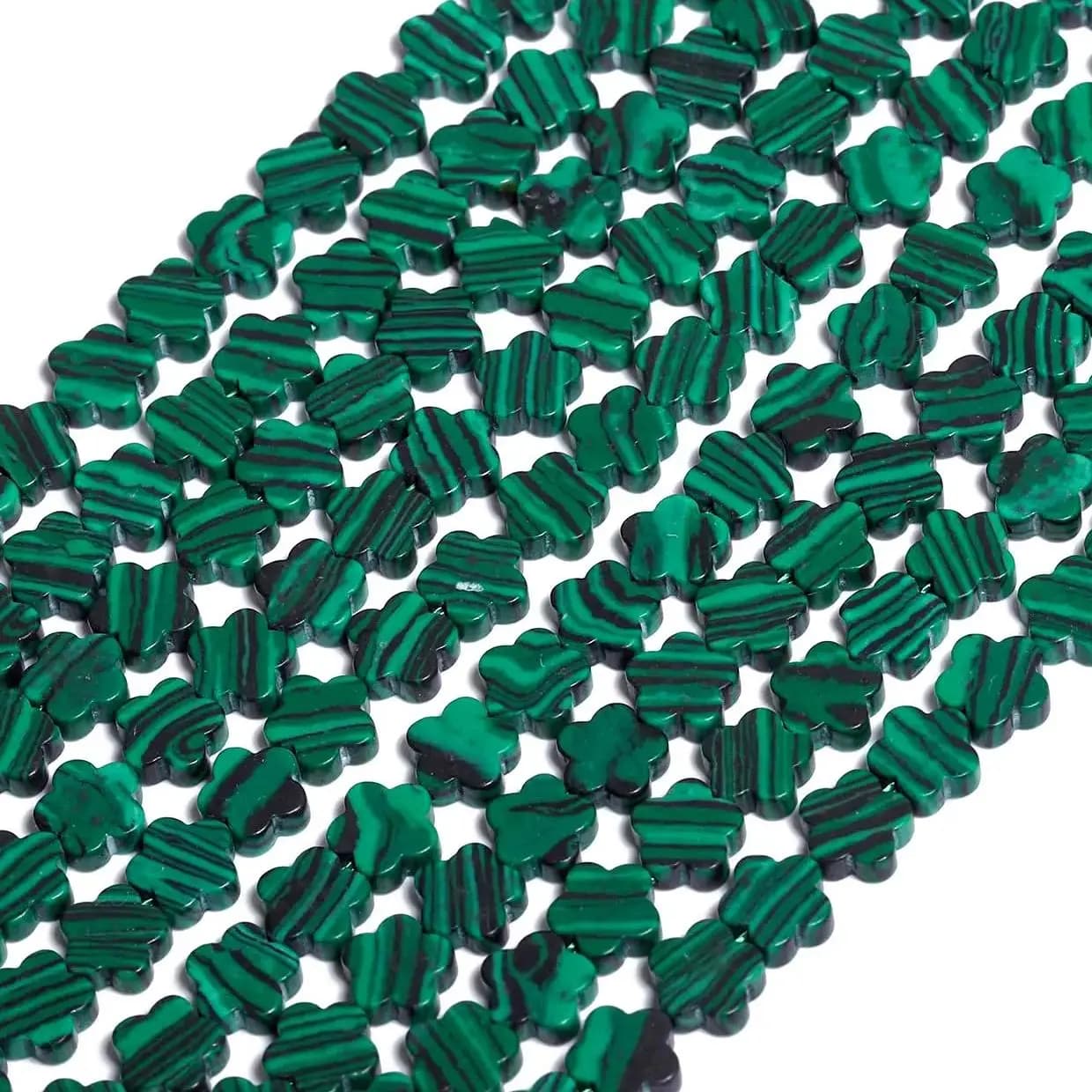 Perline distanziatrici allentate in malachite a forma di fiore di prugna naturale da 6 mm per la creazione di gioielli Accessori per collane orecchini fai da te 30 pezzi