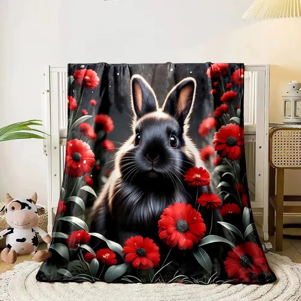 6 stili di animali in fiori rossi Coperte con stampa Coperte calde per bambini adulti Coperte morbide e confortevoli per viaggi a casa