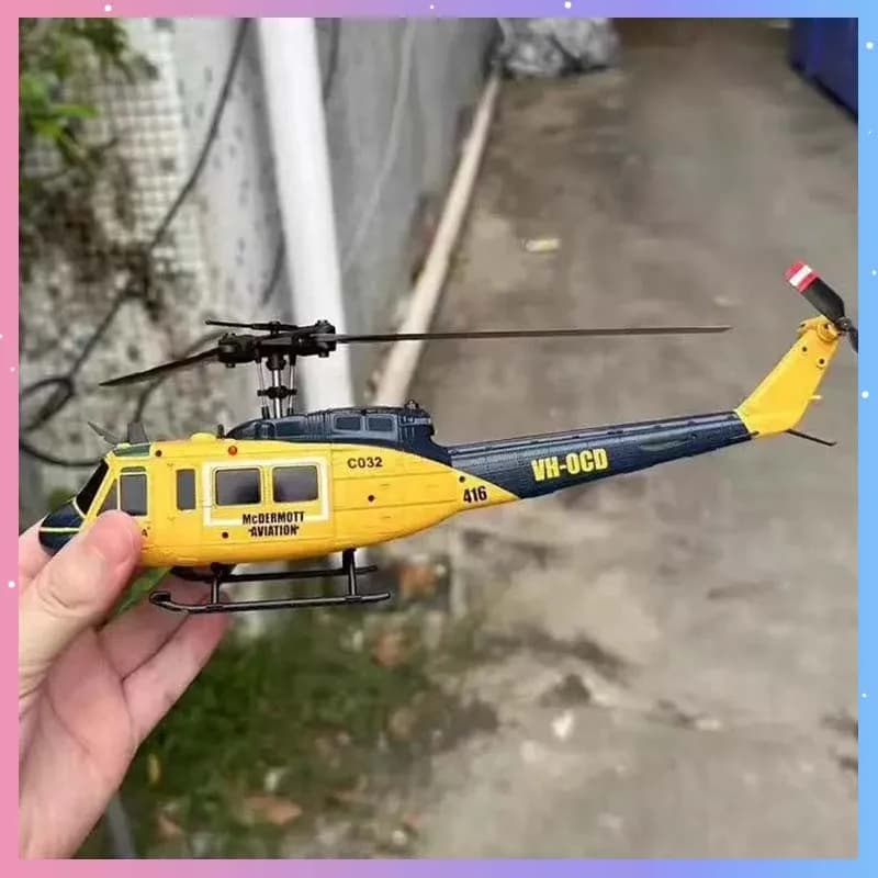 JJRC UH-1 RTF RC Elicottero Giroscopio a 6 assi Un clic 3D Flip Flusso ottico Posizionamento C032 Modello di elicottero Hobby Giocattolo Regalo