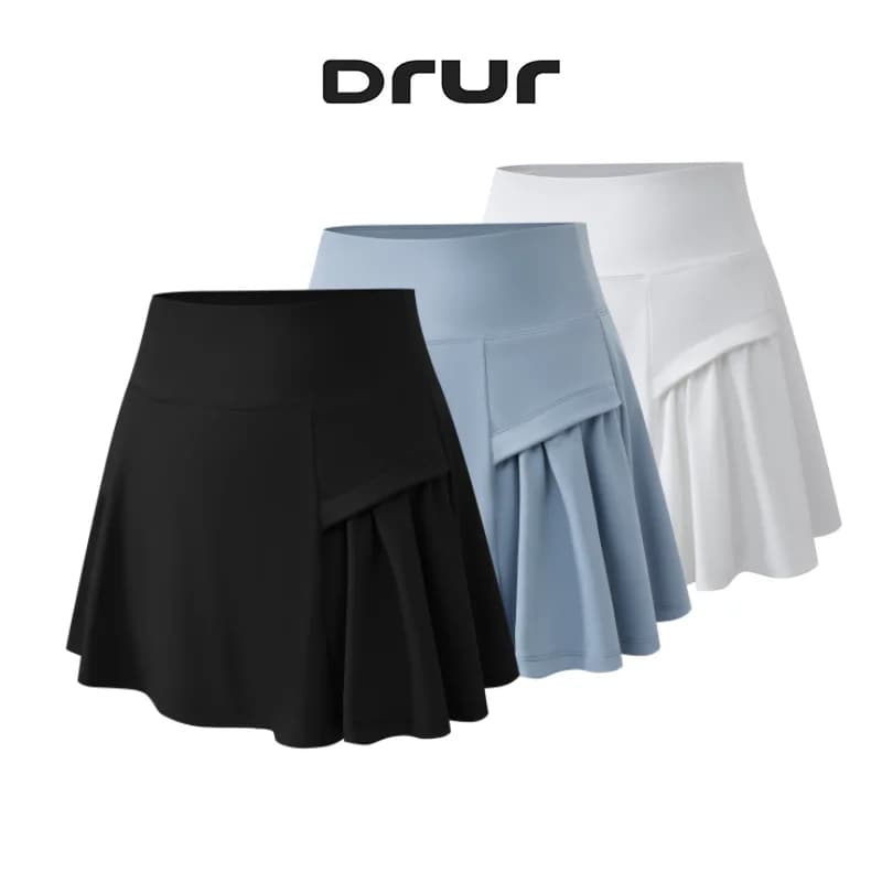 DRUR Gonne da tennis a vita alta per donna Gonna pantaloncini con tasca Sport estivi Golf Yoga Minigonne Abbigliamento da allenamento atletico 2025
