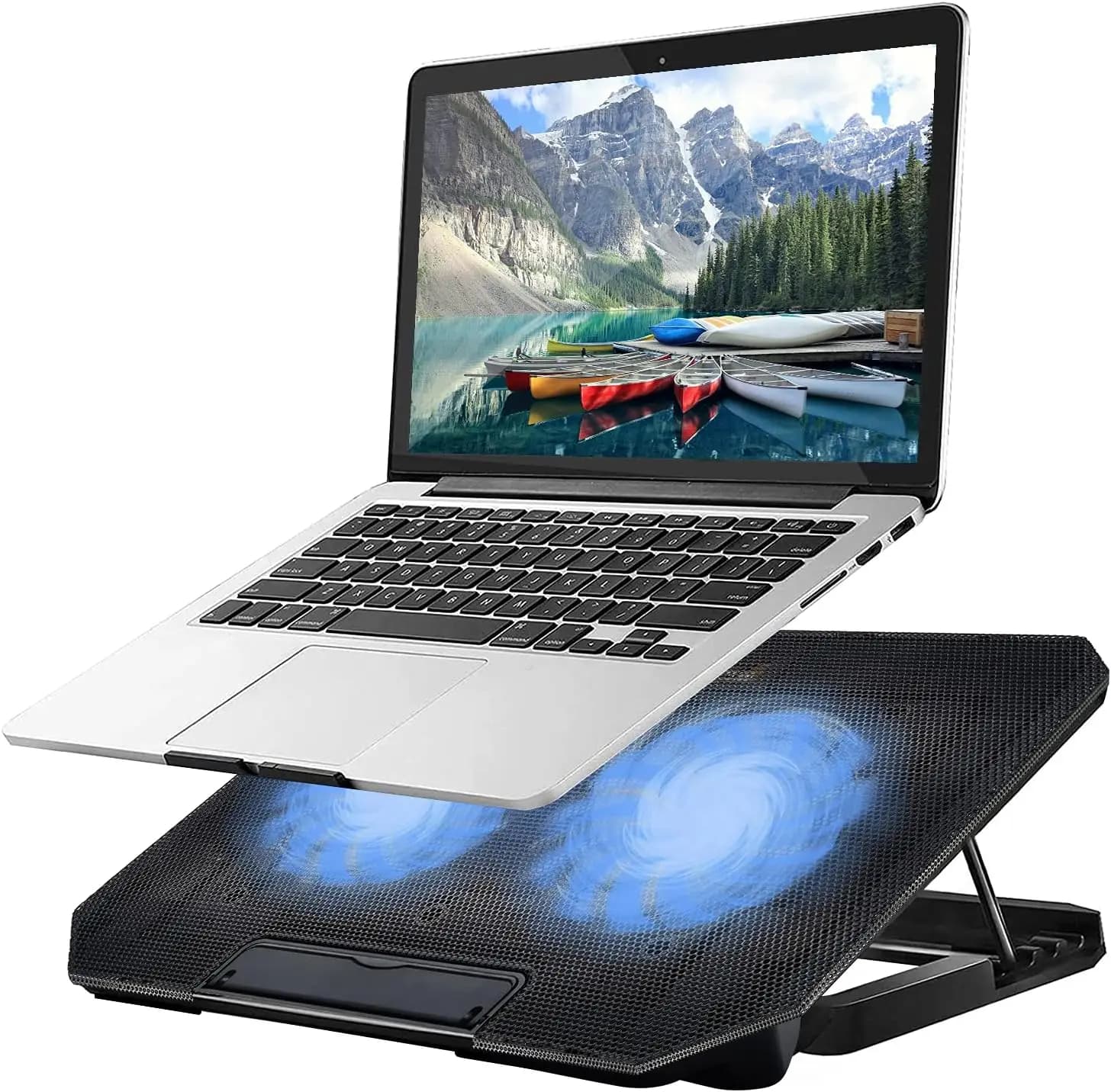 Base di Raffreddamento per Laptop con 2 Ventole a Turbina, Supporto Regolabile per Notebook da Gaming da 11-15.6 Pollici, Nero