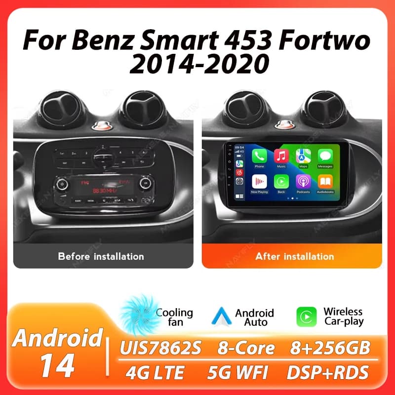 Autoradio MEKEDE 8-Core per Mercedes Benz Smart 453 Fortwo 2014-2020 Carplay BT Sistema audio intelligente multimediale centrale per auto