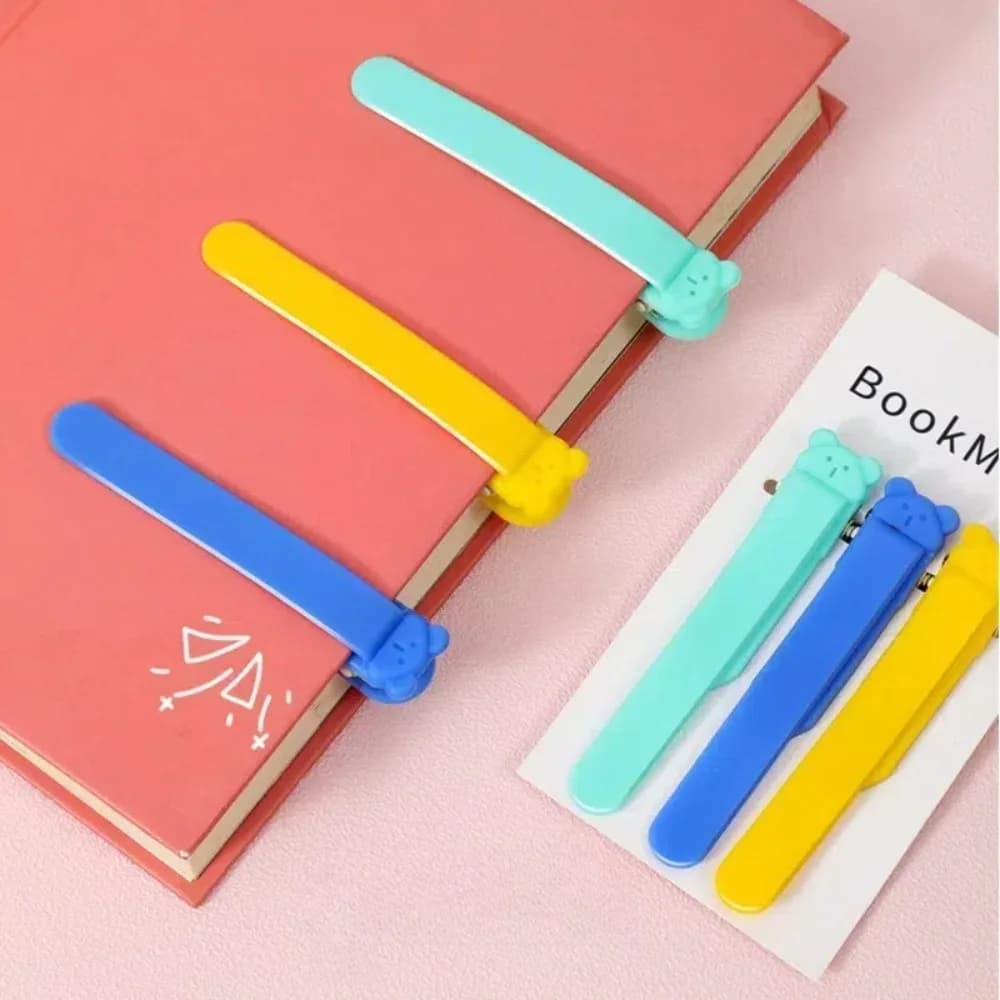 1/3 pezzi simpatico orso segnalibro clip segue automaticamente forniture di cancelleria pennarelli per libri divisore di pagine per notebook in silicone
