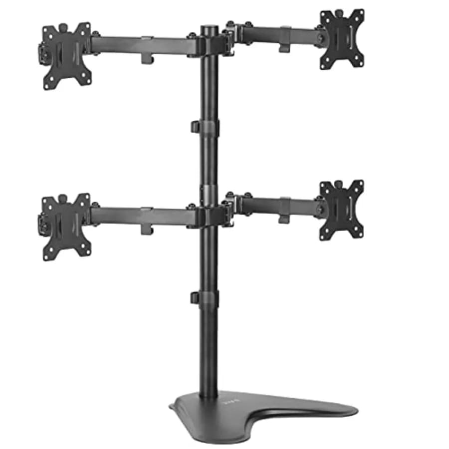 Supporto da scrivania per monitor da 13 a 30 pollici in lega di alluminio nero, supporta fino a 4 display piatti o curvi con regolazione completa.