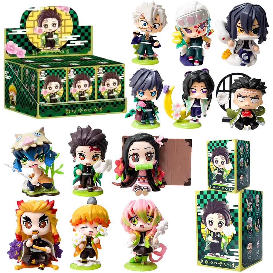 Demon Slayer Tanjiro Kamado Nezuko anime cartoon figure box blind creative statue custom pattern ornament gift box surprise