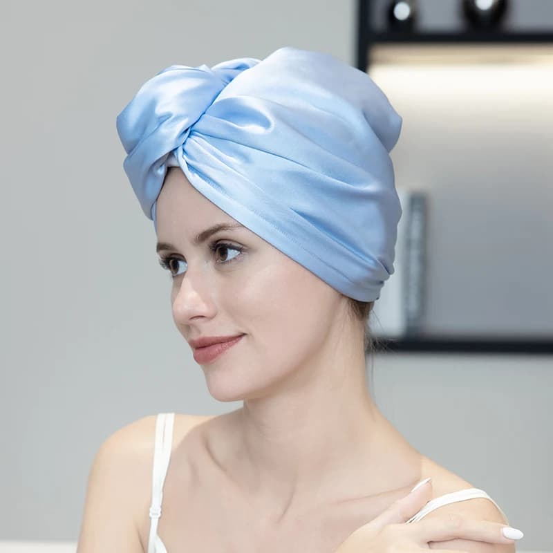 Long Silk Duvet Towel for Fast Drying Hair Drying Head with Button Regular Sleeping Head for Women Swimwear Night Hat for Dry Hair