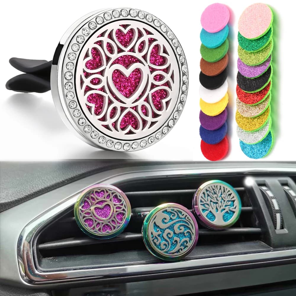 New Crystal Aromatherapy Diffuser Auto Deodorant Perfume Clip Essential Oil Diffuser Medal Pendants FAI FROM YOU Aroma Jewelry