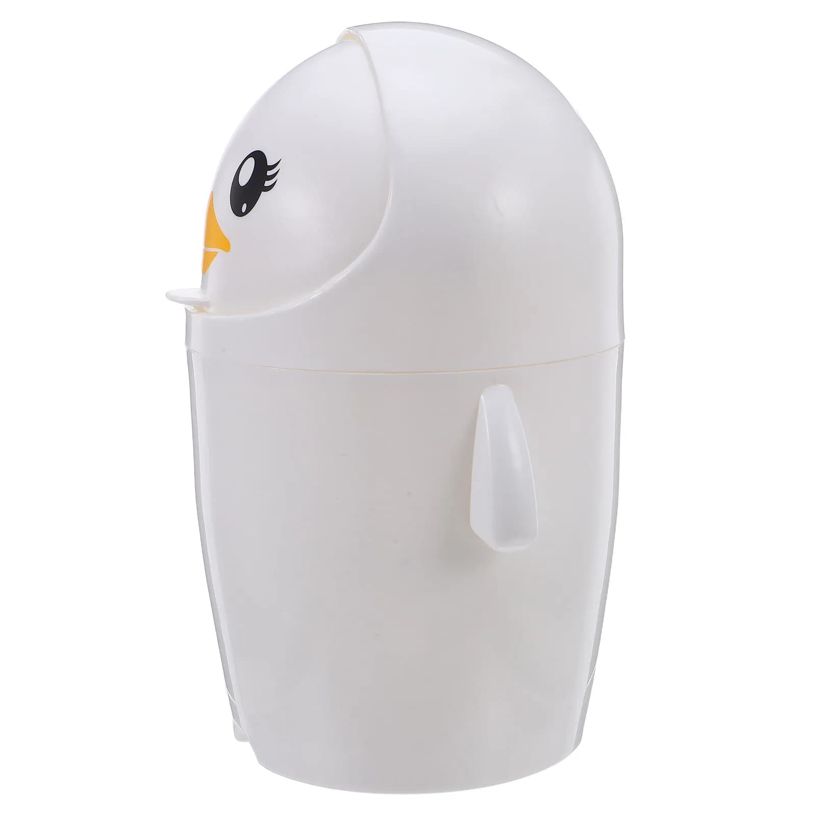 Small Cute Penguin Mini Desk Trash Can with Lid Tiny Desktop Waste Paper Basket Rubbish Bin for Office Bedroom