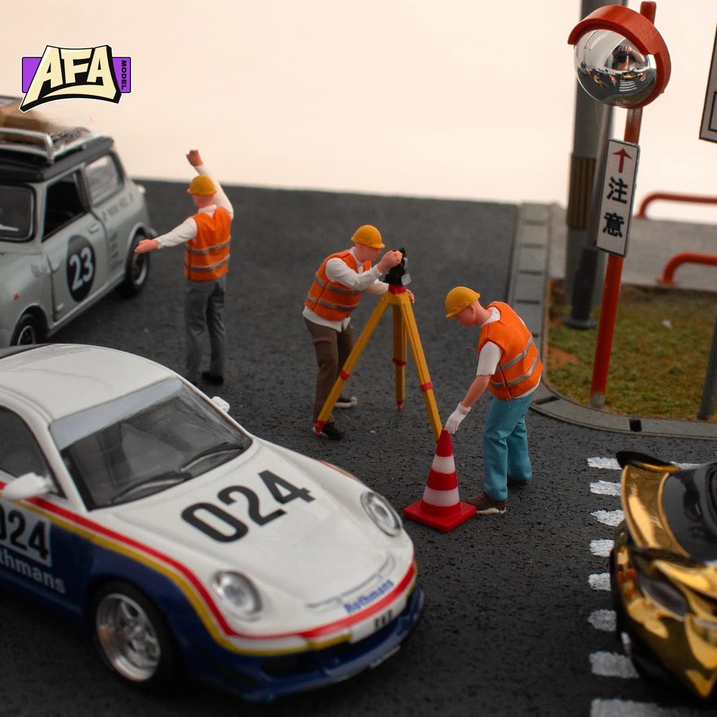 Diorama in Resina 1:64, Modellini di Operai Topografi in Miniatura, Figure per Diorami, Esposizione Creativa per Fotografia
