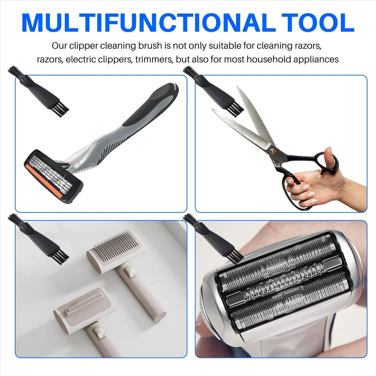 A64E 4Pieces Double-Sided Razor Trimmer Shaver Cleaning Brush Clipper Cleaner Brush Clipper Cleaning Brush for Men