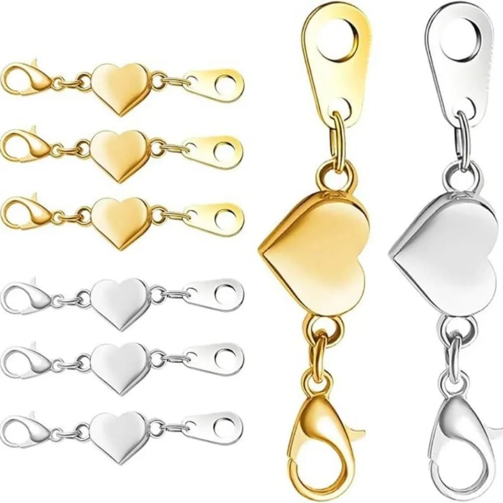 5pcs Stainless Steel Strong Magnetic Necklace Closures Extender Gold Silver Colorfast Metal Double Lobster Clasp for DIY Jewelry