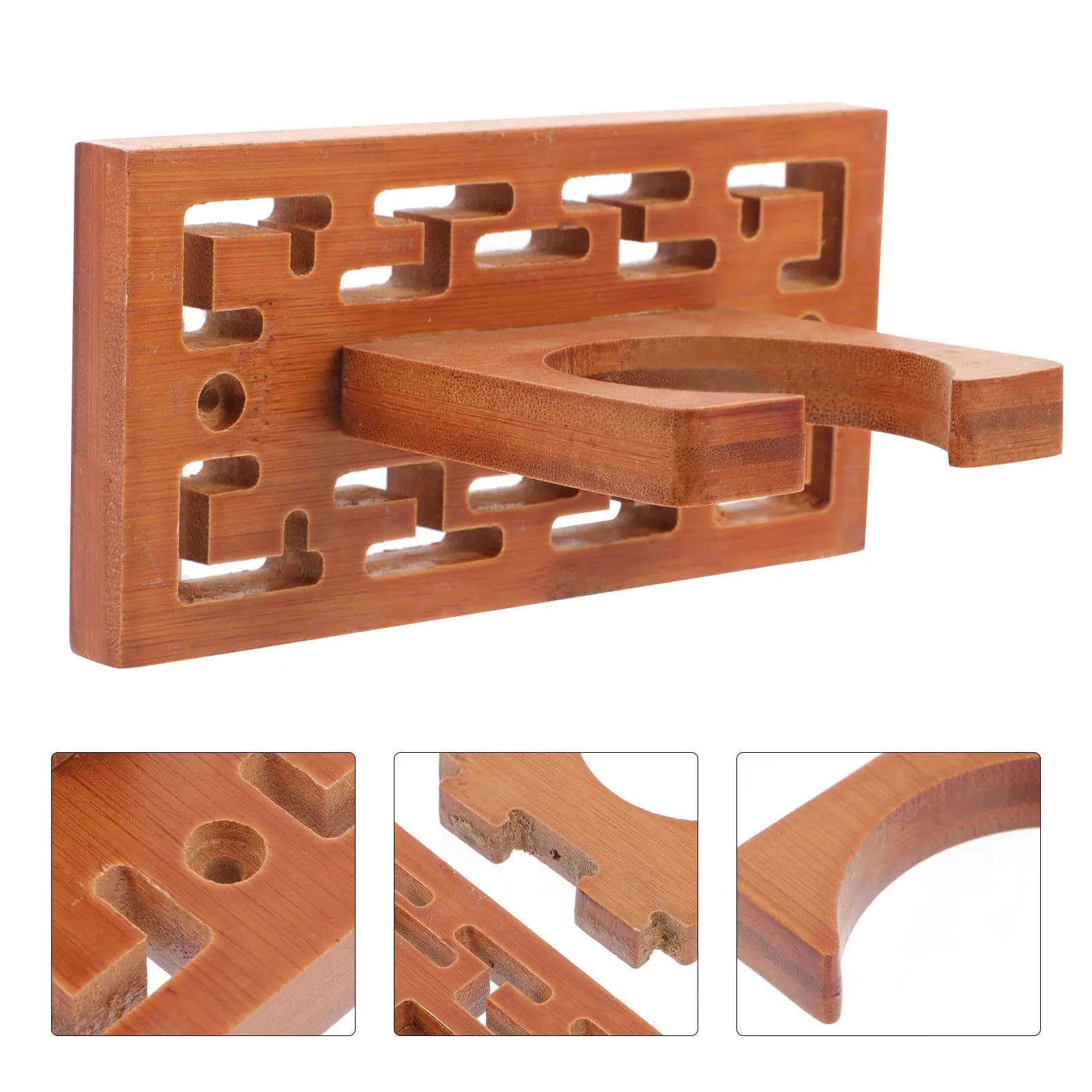 Set di Ganci da Parete per Strumenti Musicali in Legno, Supporto per Flauto, Erhu, Ukulele, Marrone, Stabile e Sicuro, Porta Strumenti da Parete per Casa