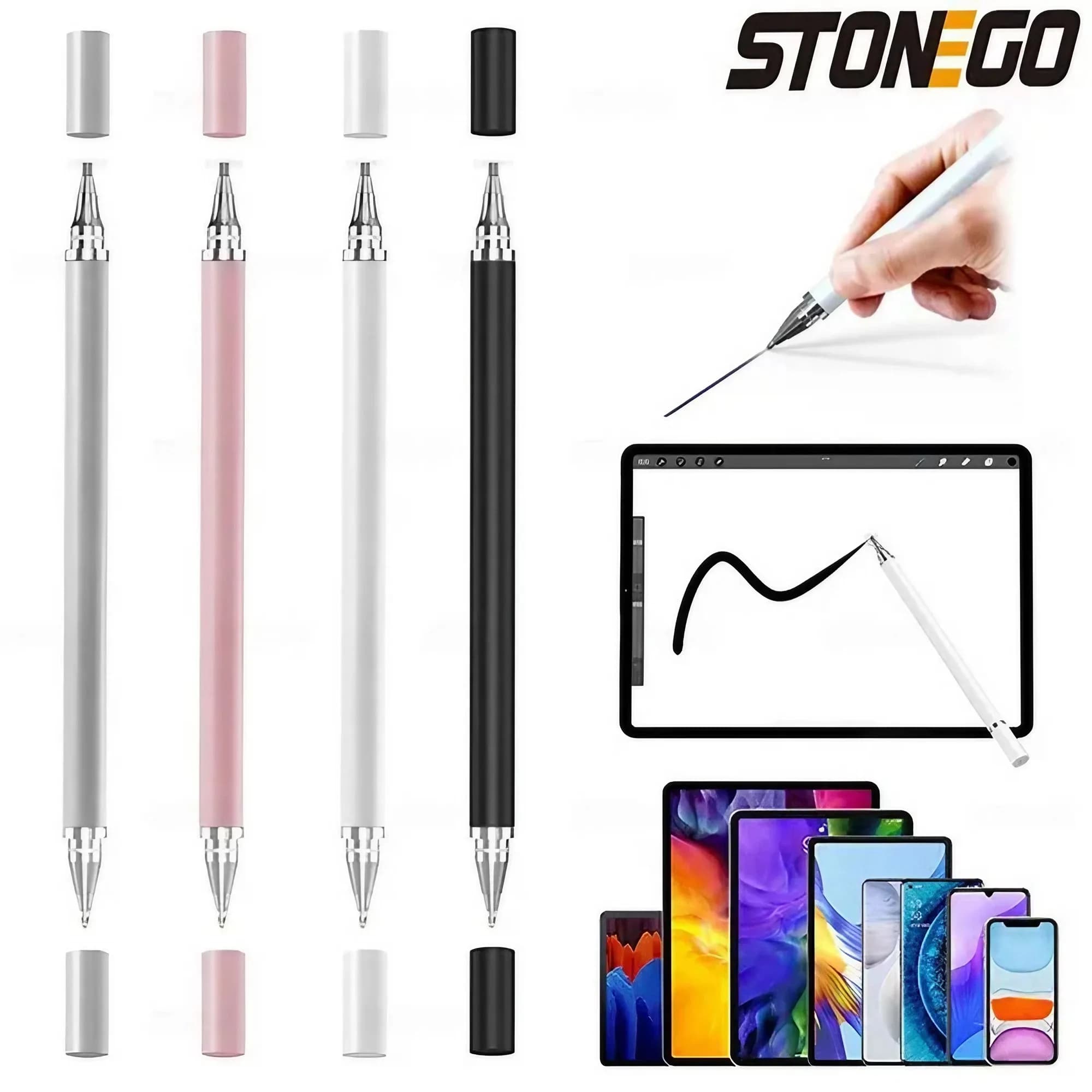 STONEGO Penna stilo universale 2 in 1 per cellulari, tablet e schermi da disegno - Matita touch capacitiva per un controllo preciso
