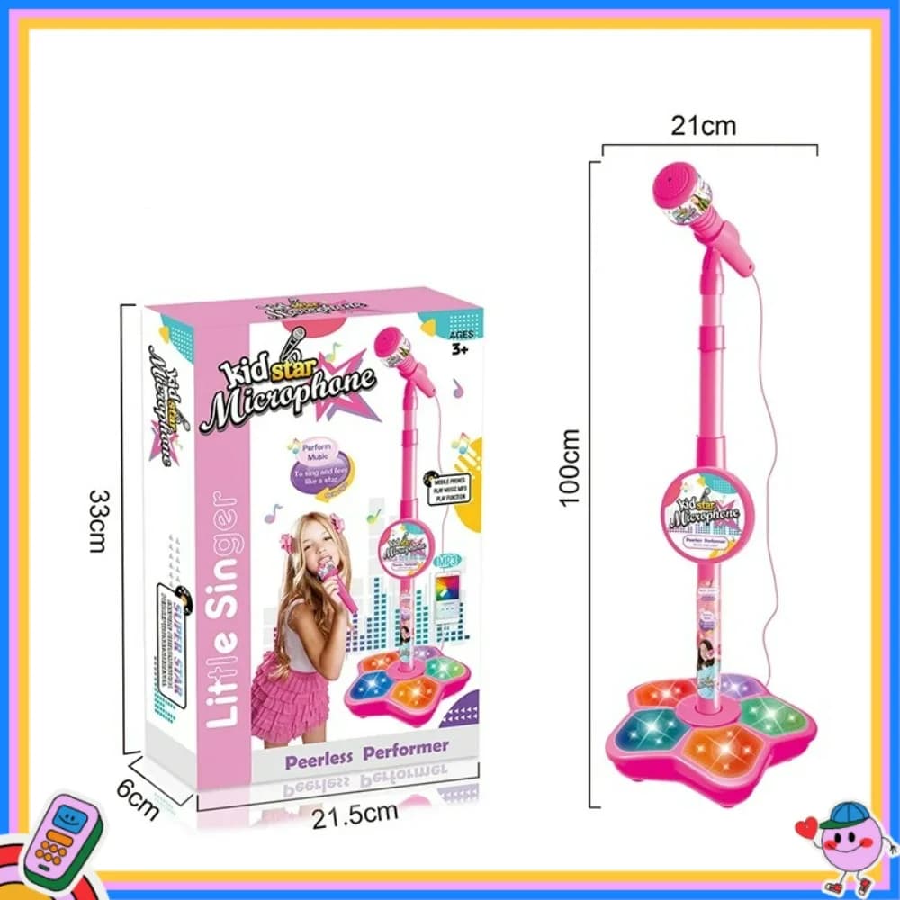 Microfono per Bambini con Supporto, Macchina per Karaoke, Strumento Musicale Giocattolo Educativo per lo Sviluppo Cerebrale, Regalo di Compleanno per Ragazze e Ragazzi