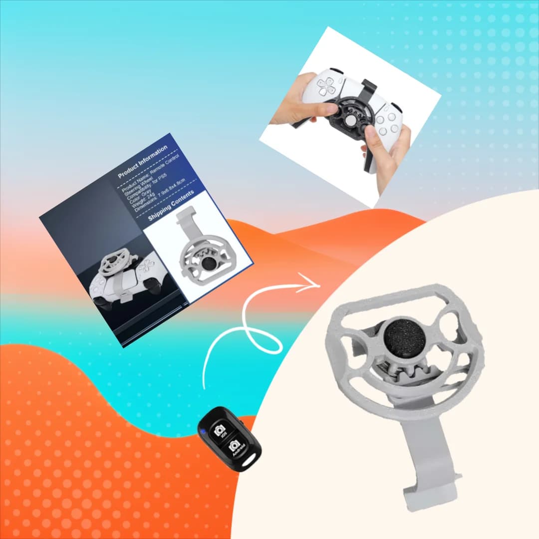 Per PS5 Per PS5 Pro / Controller di gioco sottile Mini Volante con stampa 3D - Accessorio da gioco sostitutivo ausiliario durevole